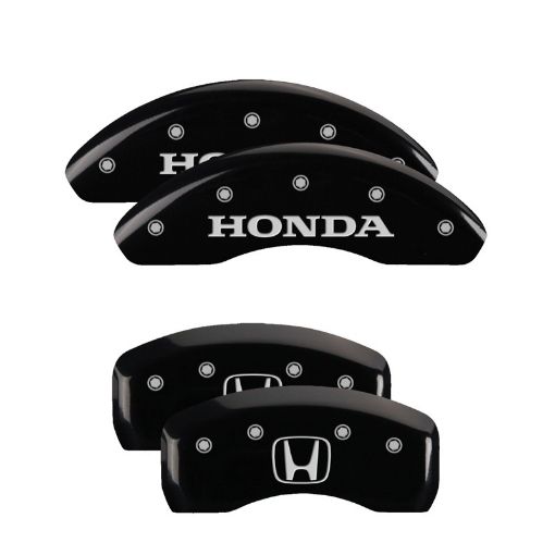 Picture of MGP 4 Caliper Covers Engraved Front Honda Rear H Logo Black Finish Silver Char 2017 Honda CR - V