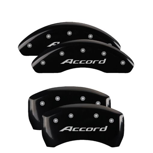 Picture of MGP 4 Caliper Covers Engraved Front Accord Rear Accord Black Finish Silver Char 2018 Honda Accord