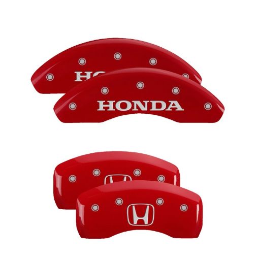 Picture of MGP 4 Caliper Covers Engraved Front Honda Rear H Logo Red Finish Silver Char 2018 Honda Accord