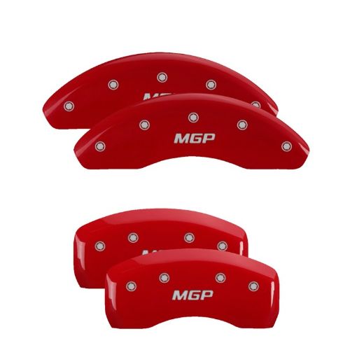 Picture of MGP 4 Caliper Covers Engraved Front Rear MGP Red Finish Silver Characters 2018 Honda Accord