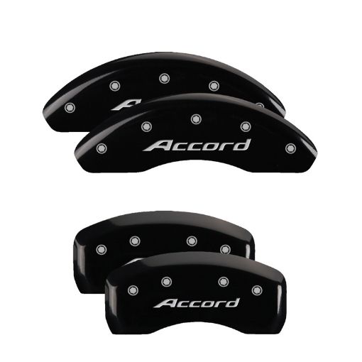 Picture of MGP 4 Caliper Covers Engraved Front Accord Rear Accord Black Finish Silver Char 2019 Honda Accord