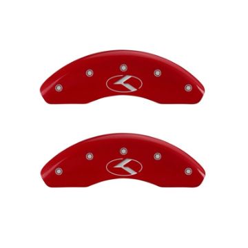 Picture of MGP 2 Caliper Covers Engraved Front Circle KKia Red Finish Silver Char 2018 Kia Rio