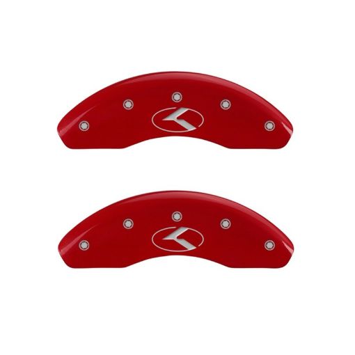 Picture of MGP 2 Caliper Covers Engraved Front Circle KKia Red Finish Silver Char 2018 Kia Rio