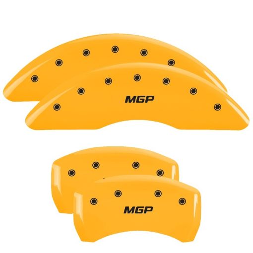 Picture of MGP 4 Caliper Covers Engraved Front Rear MGP Yellow Finish Black Char 2013 Mercedes - Benz SL550