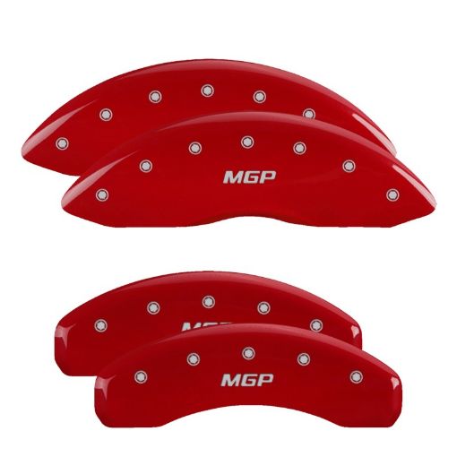 Picture of MGP 4 Caliper Covers Engraved Front Rear MGP Red Finish Silver Char 2016 Mercedes - Benz GL450