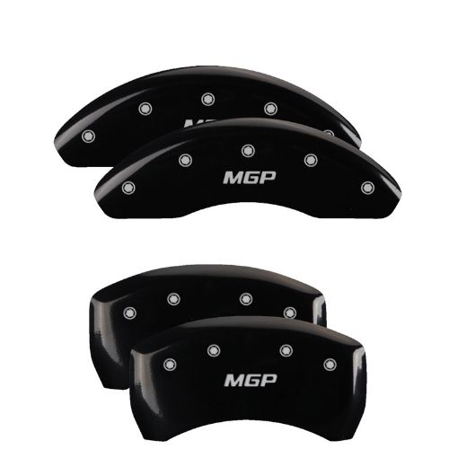 Picture of MGP 4 Caliper Covers Engraved Front Rear MGP Black Finish Silver Char 2018 Hyundai Kona