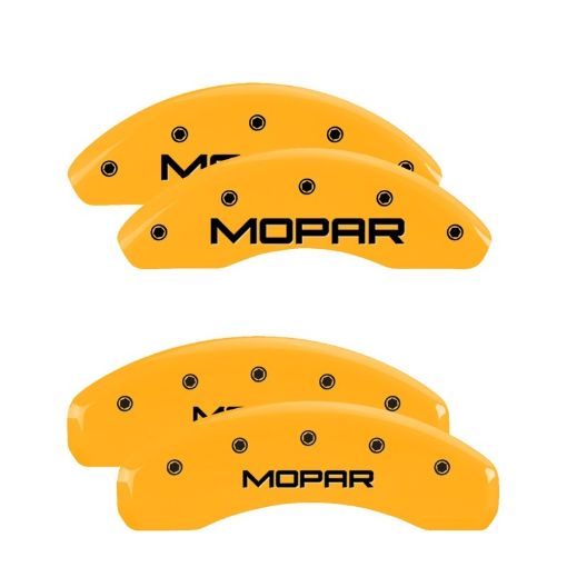Picture of MGP 4 Caliper Covers Engraved Front Rear Mopar Yellow Finish Black Char 1999 Chrysler Prowler