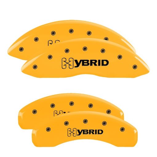 Picture of MGP 4 Caliper Covers Engraved F R Gm StyleHybrid Yellow Finish Black Char 2002 GMC Sierra 1500