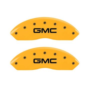 Picture of MGP 2 Caliper Covers Engraved Front GMC Yellow Finish Black Characters 1997 GMC Yukon
