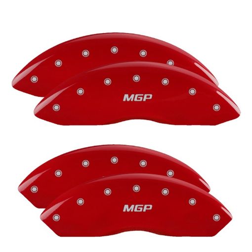 Picture of MGP 4 Caliper Covers Engraved Front Rear MGP Red Finish Silver Char 2010 GMC Savana 3500