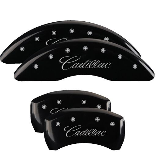 Picture of MGP 4 Caliper Covers Engraved F R CursiveCadillac Black Finish Silver Char 2016 Cadillac CT6