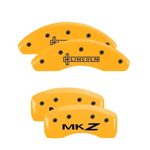 Picture of MGP 4 Caliper Covers Engraved Front Lincoln Rear MKZ Yellow Finish Black Char 2011 Lincoln MKZ
