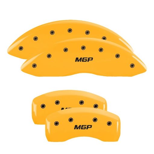 Picture of MGP 4 Caliper Covers Engraved Front Rear MGP Yellow Finish Black Char 2019 Lincoln MKZ