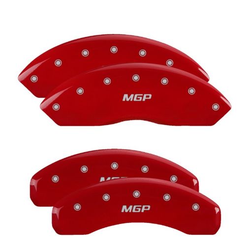 Picture of MGP 4 Caliper Covers Engraved Front Rear MGP Red Finish Silver Char 2007 Lincoln Mark LT