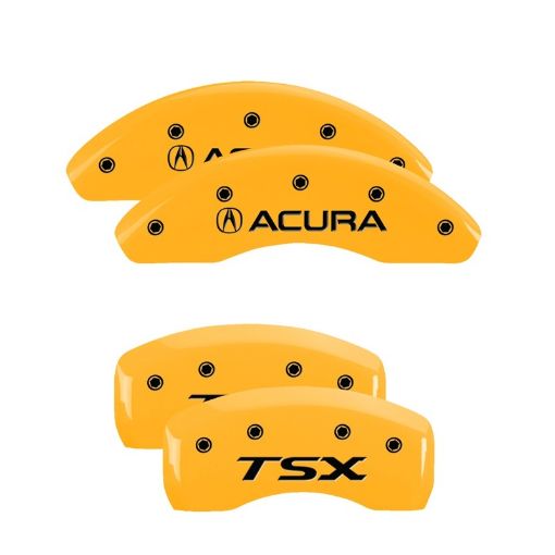 Picture of MGP 4 Caliper Covers Engraved Front Acura Rear TSX Yellow Finish Black Char 2005 Acura TSX