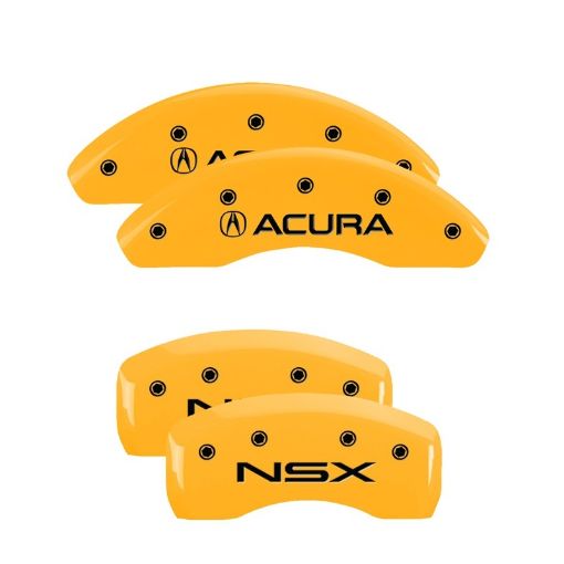Picture of MGP 4 Caliper Covers Engraved Front Acura Rear NSX Yellow Finish Black Char 2005 Acura NSX