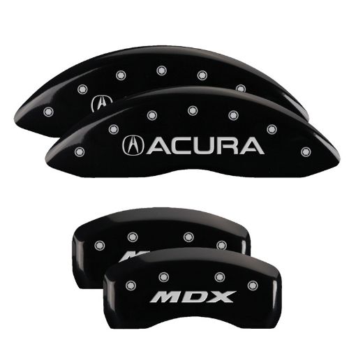 Picture of MGP 4 Caliper Covers Engraved Front Acura Rear MDX Black Finish Silver Char 2017 Acura MDX
