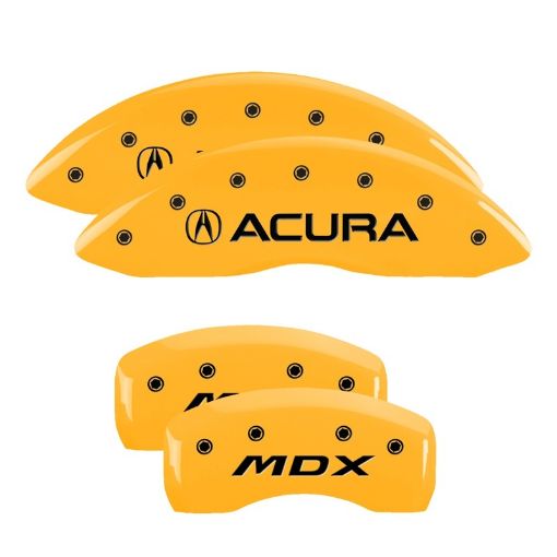 Picture of MGP 4 Caliper Covers Engraved Front Acura Rear MDX Yellow Finish Black Char 2019 Acura MDX