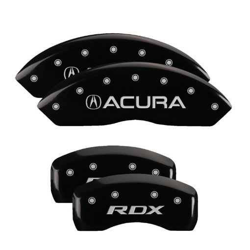 Picture of MGP 4 Caliper Covers Engraved Front Acura Rear RDX Black Finish Silver Char 2016 Acura RDX