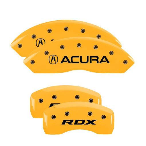 Picture of MGP 4 Caliper Covers Engraved Front Acura Rear RDX Yellow Finish Black Char 2016 Acura RDX