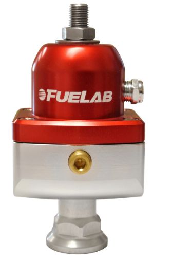 Picture of Fuelab 555 Carb Adjustable FPR Blocking 4 - 12 PSI (1) - 8AN In (2) - 8AN Out - Red