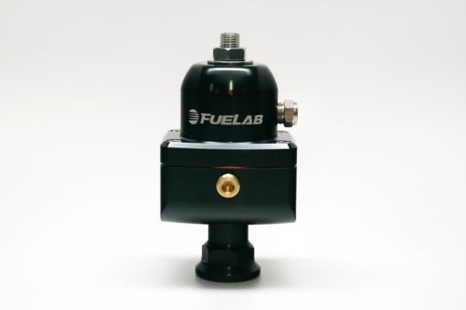 Picture of Fuelab 555 High Pressure Adjustable FPR Blocking 25 - 65 PSI (1) - 8AN In (2) - 8AN Out - Black