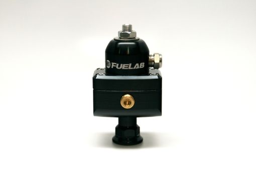 Picture of Fuelab 575 High Pressure Adjustable Mini FPR Blocking 25 - 65 PSI (1) - 6AN In (2) - 6AN Out - Black