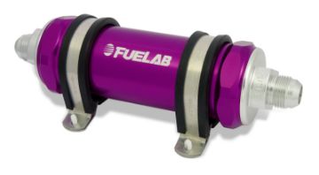 Picture of Fuelab 828 In - Line Fuel Filter Long - 10AN InOut 10 Micron Fabric - Purple