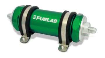 Picture of Fuelab 828 In - Line Fuel Filter Long - 12AN InOut 10 Micron Fabric - Green