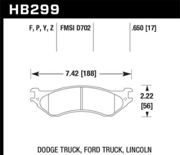 Picture of HawkDodge B1500 VanDurango1500 Pickup1500 Van Ford Lincoln LTS Street Front Rear Brake Pad