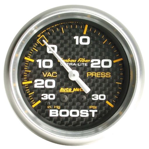 Picture of Autometer Carbon Fiber 52mm 30 PSI Mechanical Boost Gauge