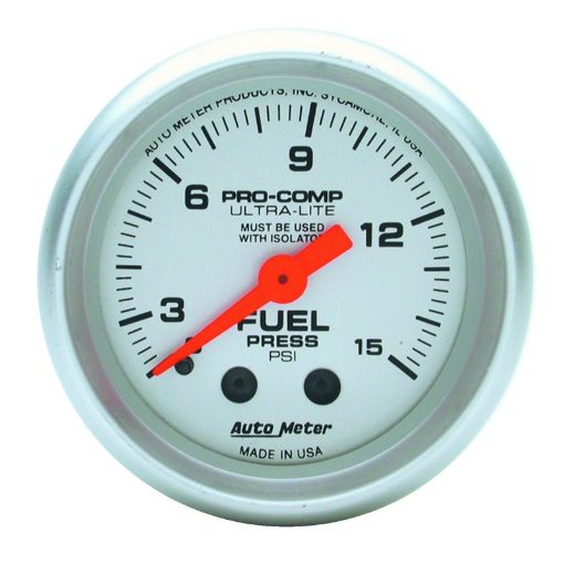 Picture of Autometer Ultra - Lite 52mm 0 - 15 PSI Mechanical Fuel Pressure Gauge