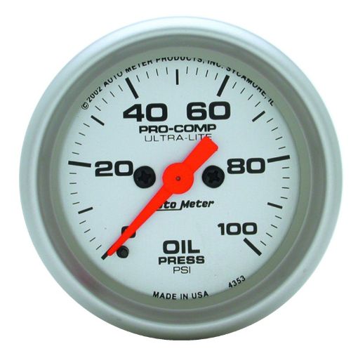 Picture of Autometer Ultra - Lite 52mm 0 - 100 PSI Full Sweep Electronic Oil Pressure Gauge
