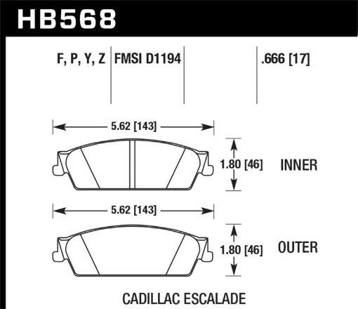 Picture of Hawk Cadillac Chev AvalancheSilveradoSuburbanTahoe GMC SierraYukon HPS Rear Street Brake Pad