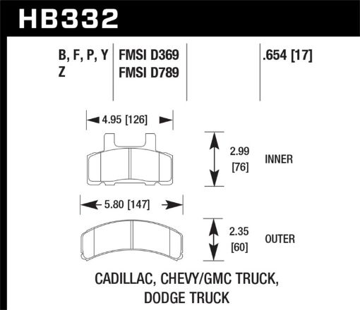 Picture of Hawk 99 - 00 Cadillac Escalade 88 - 91 Ford C1500 EC 92 - 99 C1500 All Cab Front LTS Street Brake Pads