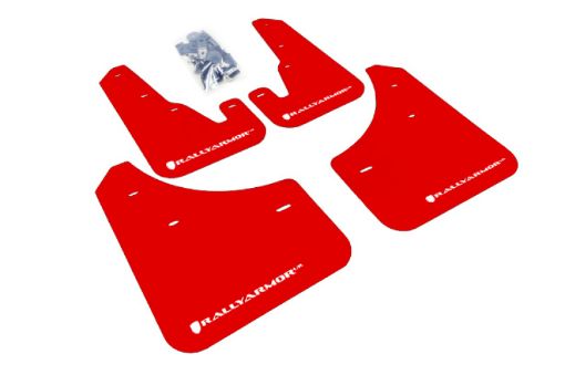 Picture of Rally Armor 04 - 09 Mazda3Speed3 Red UR Mud Flap w White Logo