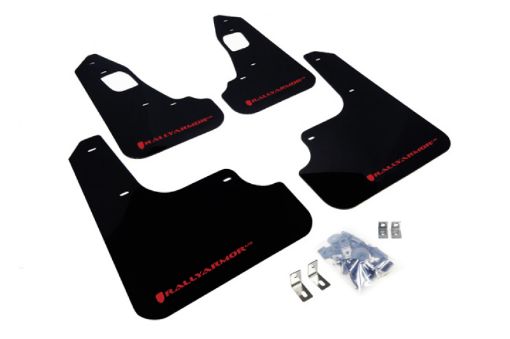 Picture of Rally Armor 08 - 17 Mitsubishi EVO X Black UR Mud Flap w Red Logo