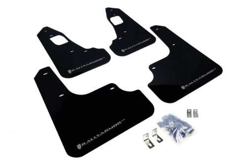 Picture of Rally Armor 08 - 17 Mitsubishi EVO X Black UR Mud Flap w Silver Logo