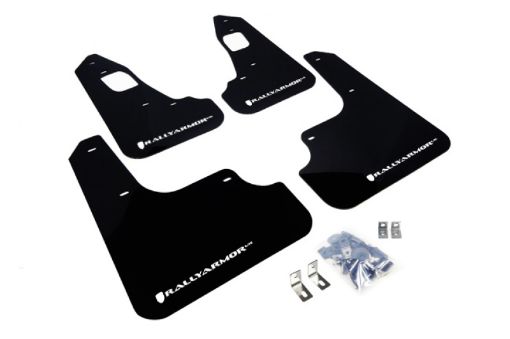 Picture of Rally Armor 08 - 17 Mitsubishi EVO X Black UR Mud Flap w White Logo