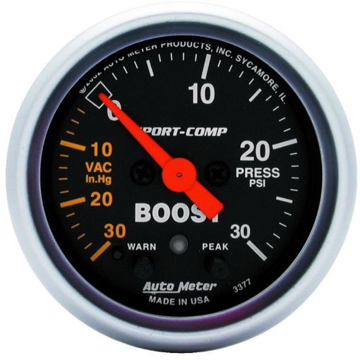 Picture of Autometer Sport - Comp 52mm 30 PSI Electronic Peak MemoryWarning Boost Gauge