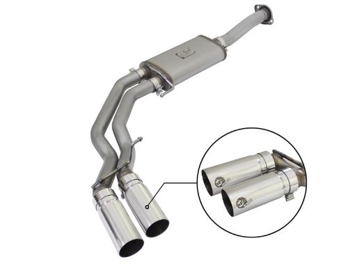 Picture of aFe Rebel Exhausts 3in SS Cat - Back 15 - 16 Ford F - 150 EcoBoost V6 2.73.5L V8 5.0L w Polished Tips