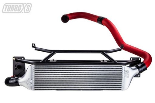 Picture of Turbo XS FMIC for 15 - 16 Subaru WRX - Wrinkle Red Pipes
