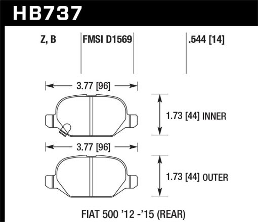 Picture of Hawk 12 - 15 Fiat 500 Abarth Rear Performance Ceramic Street Brake Pads