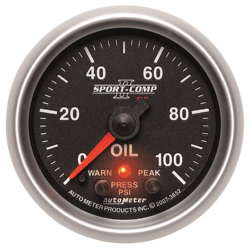 Picture of Autometer Sport - Comp II 52.4mm 0 - 100 PSI Oil Pressure Peak Warn w Electronic Control Gauge