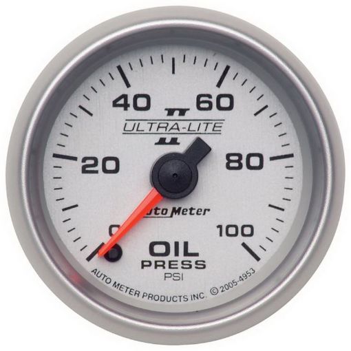 Picture of Autometer Ultra - Lite II 52mm 0 - 100 psi Full Sweep Electric Oil Pressure Gauge