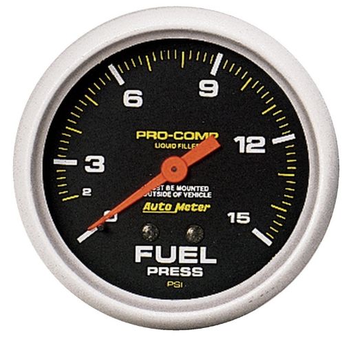 Picture of Autometer Liquid Filled Mechanical 66.7mm 0 - 15 PSI Fuel Pressure Gauge