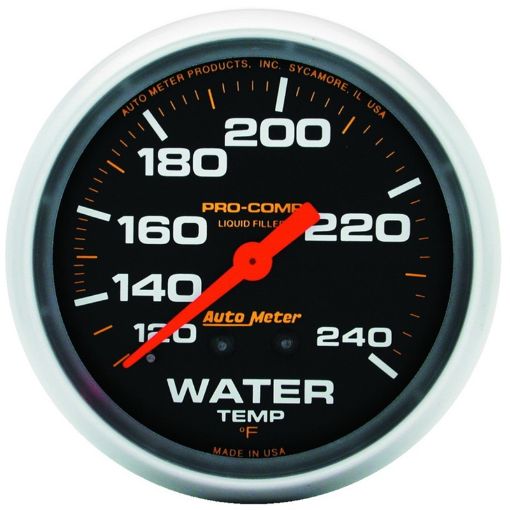 Picture of Autometer Liquid Filled Mechanical 66.7mm 120 - 240 deg F Water Termperature Gauge Includes 6in Tubing