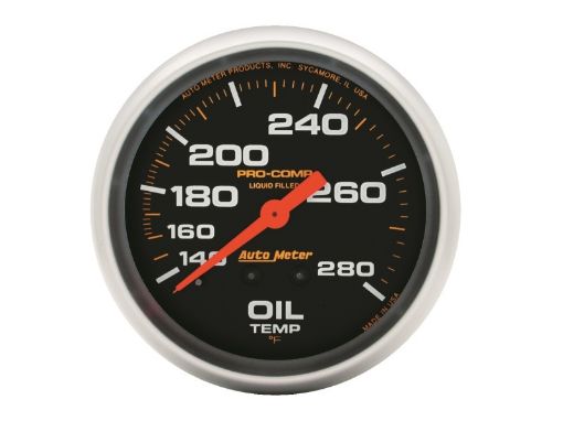Picture of Autometer Liquid Filled Mechanical 66.7mm 140 - 280 deg F Oil Termperature Gauge Includes 12 ft Tubing