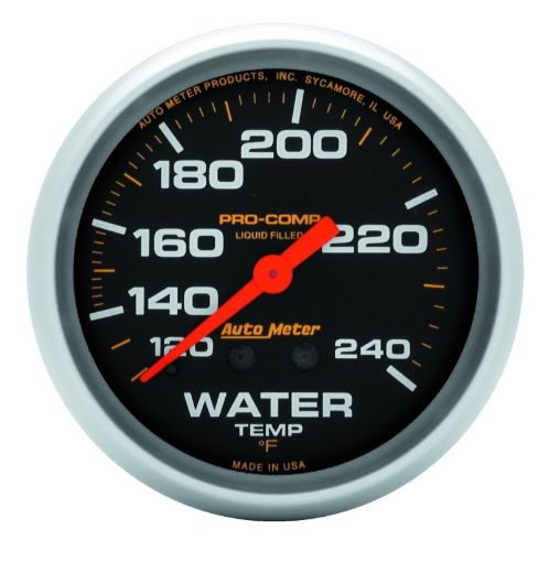 Picture of Autometer Liquid Filled Mechanical 66.7mm 120 - 240 deg F Water Termperature Gauge w 12in Tubing