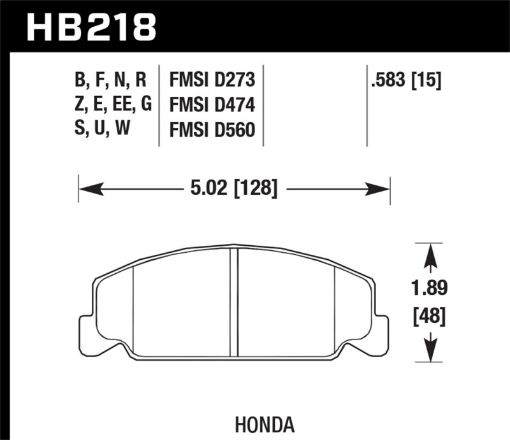 Picture of Hawk 84 - 85 Honda Accord 88 - 00 Civic 88 - 91 CRX 15mm DTC - 60 Front Race Brake Pads